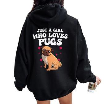 Cute Pug For Girls Dog Owner Puppy Pug Lover Women Oversized Hoodie Back Print - Seseable