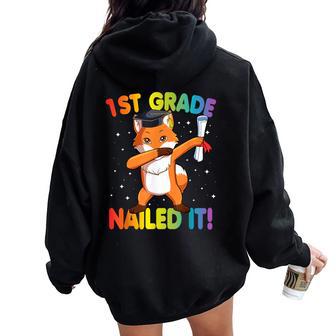 Dabbing Fox 1St Grade Graduation Nailed It Dab Dance Women Oversized Hoodie Back Print - Monsterry CA