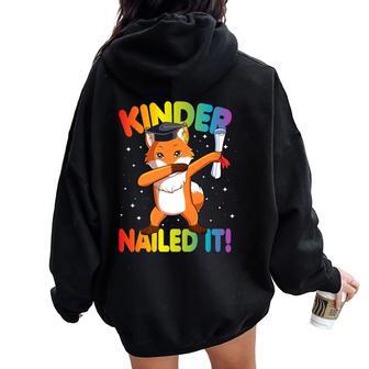 Dabbing Kindergarten Fox Graduation Class Of 2020 Boys Girls Women Oversized Hoodie Back Print - Monsterry DE