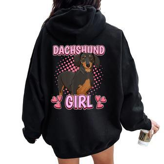Dachshund Girl Quote Sausage Dog Dachshunds Women Oversized Hoodie Back Print - Thegiftio UK