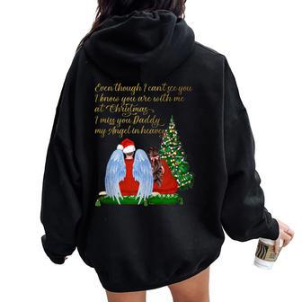 My Dad My Angel In Loving Memory Of My Dad Daddy's Girl Women Oversized Hoodie Back Print - Monsterry CA