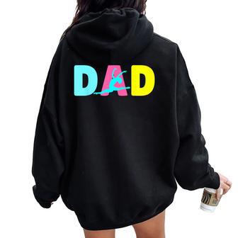 Dad Little Gymnast Girl Birthday Gymnastics Themed Party Women Oversized Hoodie Back Print - Monsterry UK