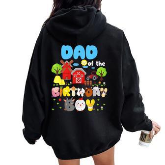 Dad And Mom Of The Birthday Boy Farm Animal Family Party Women Oversized Hoodie Back Print - Monsterry AU
