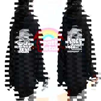 Death Metal Rainbow Rock Music Band Musician Women Oversized Hoodie Back Print - Thegiftio