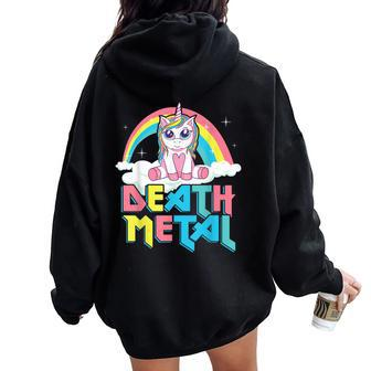 Death Metal Rainbow Unicorn Heavy Metal Women Oversized Hoodie Back Print - Thegiftio UK