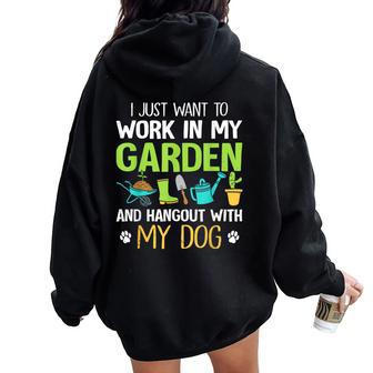 Dog & Gardening Plant Lover Garden Gardener Women Oversized Hoodie Back Print - Thegiftio UK