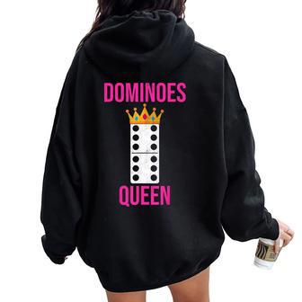Dominoes Queen For Dominoes Lovers Distressed Women Oversized Hoodie Back Print | Mazezy
