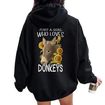 Donkey Lovers Girl Just A Girl Who Loves Donkeys Women Oversized Hoodie Back Print - Monsterry UK