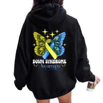Down Syndrome Awareness Butterfly Down Syndrome Support Women Oversized Hoodie Back Print - Seseable