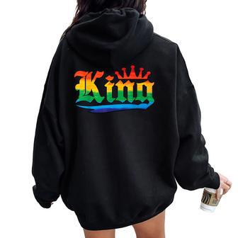 Drag King With Crown Rainbow Gay Pride Women Oversized Hoodie Back Print - Monsterry CA