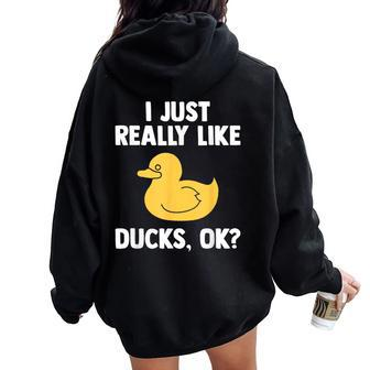 Duck For Quack Quakin Youth Rubber Ducky Women Oversized Hoodie Back Print - Monsterry CA