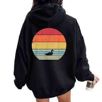 Duck Retro Style Women Oversized Hoodie Back Print - Seseable