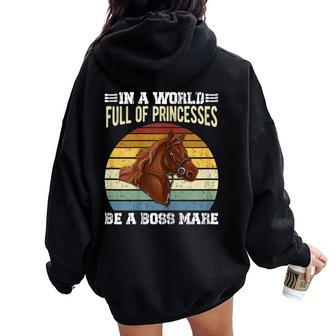 Dy Retro Be A Boss Mare Equestrian Horse Girl Sayings Women Oversized Hoodie Back Print - Monsterry CA