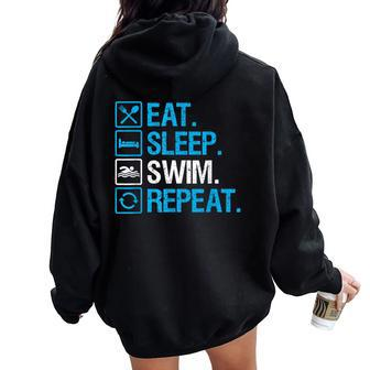 Eat Sleep Swim Repeat Swimming Swimmer For Men Women Oversized Hoodie Back Print | Mazezy