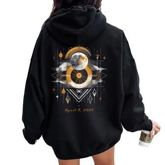 Eclipse April 8 2024 Abstract Tribal For Men Women Oversized Hoodie Back Print - Monsterry AU