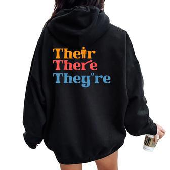 English Teacher Their There Theyre Grammar Women Women Oversized Hoodie Back Print - Monsterry CA