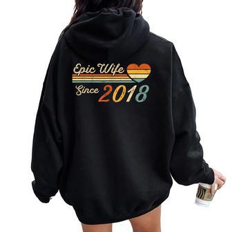 Epic Wife Since 2018 Vintage Wedding Anniversary Women Oversized Hoodie Back Print - Monsterry AU