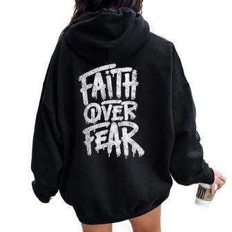 Faith Over Fear Christian Inspirational Graphic Women Oversized Hoodie Back Print | Mazezy DE