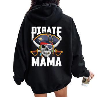 Family Skull Pirate Mama Jolly Roger Crossbones Flag Women Oversized Hoodie Back Print - Thegiftio UK