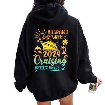 Family Wife And Husband Cruise 2024 Matching Honeymoon Women Oversized Hoodie Back Print - Thegiftio UK