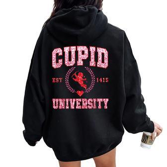 Faux Sequin Cupid University Happy Valentine’S Day Boy Girl Women Oversized Hoodie Back Print - Monsterry UK