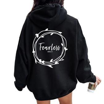 Fearless In Christ No Fear With Jesus Christian Bold Faith Women Oversized Hoodie Back Print - Monsterry