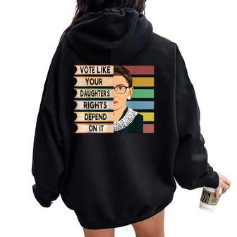 Feminist Ruth Bader Ginsburg Rbg Quote Girl With Book Women Women Oversized Hoodie Back Print | Mazezy