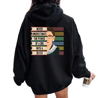 Feminist Ruth Bader Ginsburg Rbg Quote Girl With Book Women Women Oversized Hoodie Back Print - Thegiftio UK