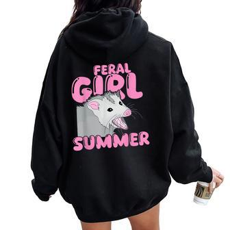 Feral Girl Summer Meme Possum Women Oversized Hoodie Back Print - Monsterry