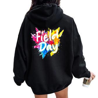 Field Trip Vibes Field Day Fun Day Colorful Teacher Student Women Oversized Hoodie Back Print - Seseable