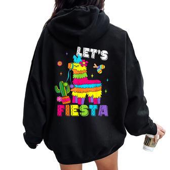 Lets Fiesta Cinco De Mayo Mexican Party Mexico Donkey Pinata Women Oversized Hoodie Back Print | Mazezy