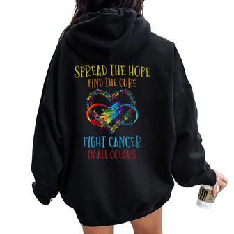 Fight Cancer In All And Every Color Ribbons Flower Heart Women Oversized Hoodie Back Print - Monsterry