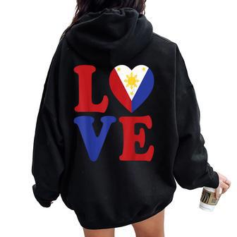 Filipino Patriotic & From Philippines Flag Country Women Oversized Hoodie Back Print - Monsterry CA