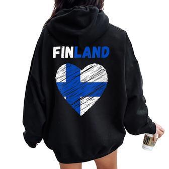 Finland Flag Holiday Finland Heart Finnish Flag Women Oversized Hoodie Back Print - Thegiftio UK