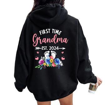First Time Grandma Est 2024 Mother's Day Grandmother Women Oversized Hoodie Back Print | Mazezy