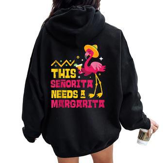 Flamingo Senorita Margarita Mexican Cinco De Mayo 2020 Women Oversized Hoodie Back Print - Monsterry UK