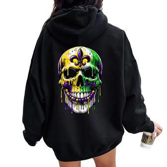 Fleur De Lis Mardi Gras Skulls Girls Boys Outfit Women Oversized Hoodie Back Print | Mazezy UK
