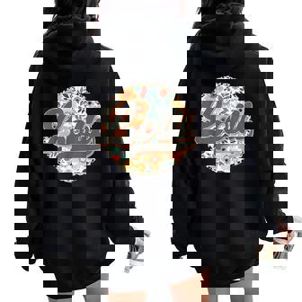 Floral Lolli Retro Groovy Mother's Day Birthday Women Oversized Hoodie Back Print - Seseable