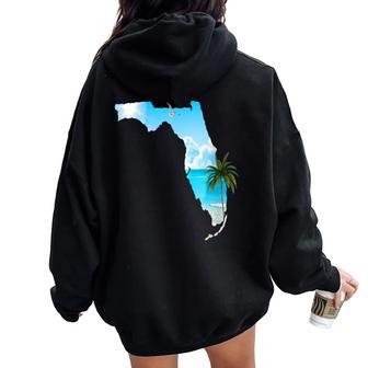 Florida Beach Scene Women Oversized Hoodie Back Print - Monsterry AU