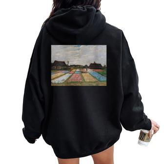 Flower Beds In Holland Bulb Fields Vincent Van Gogh Tulips Women Oversized Hoodie Back Print - Monsterry UK