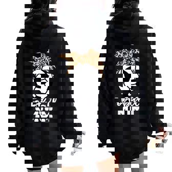 Football Mum Leopard Mum Women Oversized Hoodie Back Print - Thegiftio