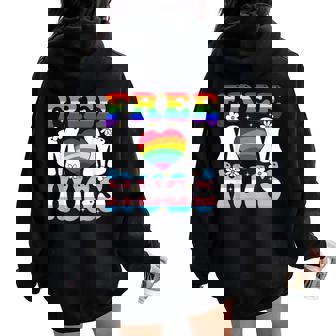 Free Mom Hug Transgender Lesbian Gay Lgbt Pride Rainbow Flag Women Oversized Hoodie Back Print - Seseable