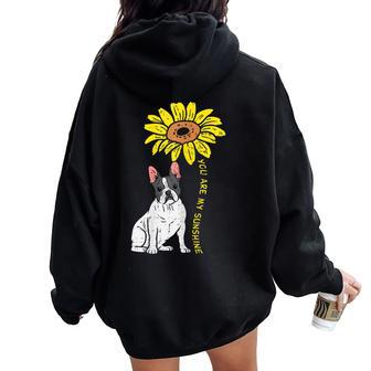 French Bulldog Sunflower Sunshine Frenchie Dog Women Women Oversized Hoodie Back Print - Monsterry