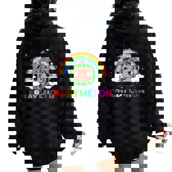 Fun Babymelon Baby Watermelon Cute Happy Family Dad Mom Love Women Oversized Hoodie Back Print - Thegiftio