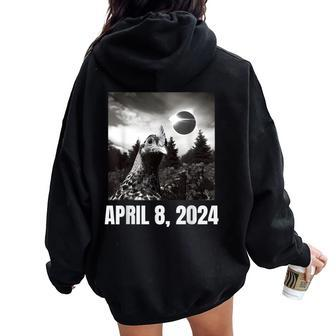 2024 Solar Eclipse Chicken Selfie Meme Women Oversized Hoodie Back Print | Mazezy