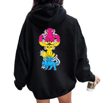 Axolotl Pansexual Lgbt-Q Gay Pride Women Women Oversized Hoodie Back Print - Monsterry UK