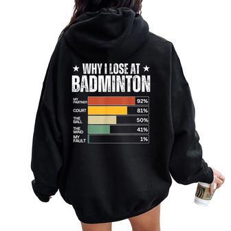 Badminton Excuses Why I Lose At Badminton Women Women Oversized Hoodie Back Print - Thegiftio UK