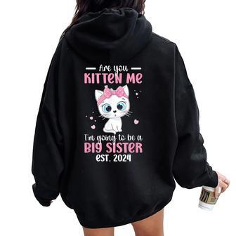 Big Sister To Be 2024 Promoted To Big Sister 2024 Women Oversized Hoodie Back Print | Mazezy