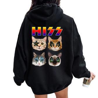 Cat Hiss Rock And Roll For Cat Lover Cat Dad Cat Mom Women Oversized Hoodie Back Print - Thegiftio UK