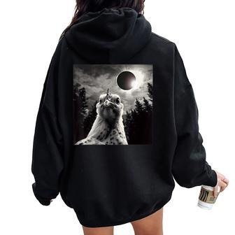 Chicken Selfie With Total Solar Eclipse 2024 Women Oversized Hoodie Back Print - Monsterry CA
